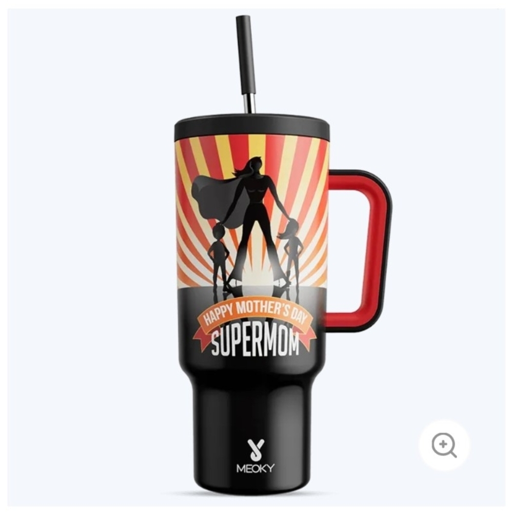 Meoky 40 Oz Supermom Black and Red Mug New In Box